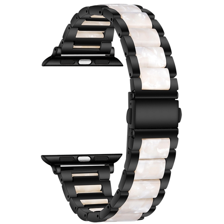 

Metal + Resin Watch Band For Apple Watch Series 8&7 41mm / SE 2&6&SE&5&4 40mm / 3&2&1 38mm(Black White)