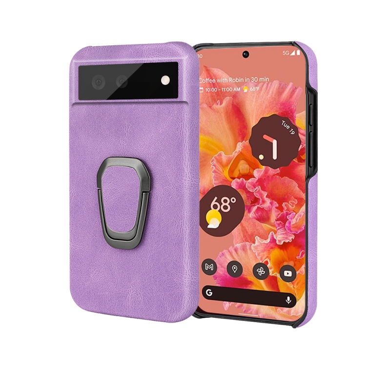 

For Google Pixel 6 Ring Holder PU Phone Case(Purple)