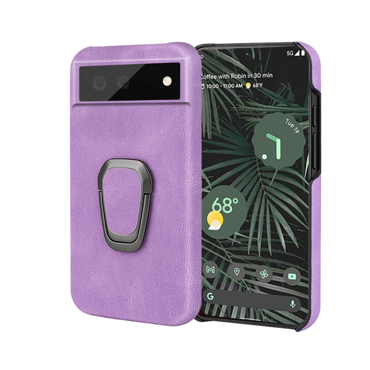 

For Google Pixel 6 Pro Ring Holder PU Phone Case(Purple)