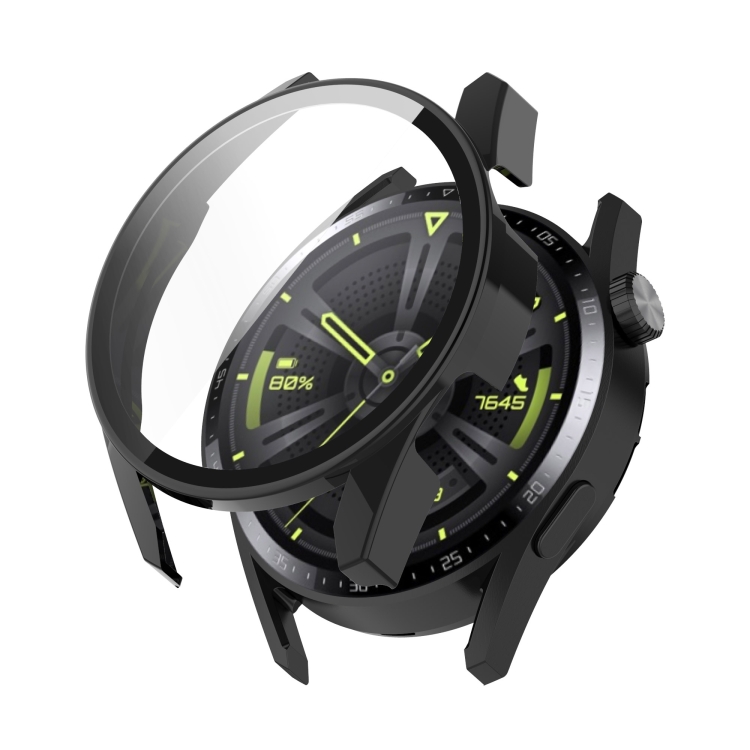 

For Huawe Watch GT 3 46mm Shockproof PC Case with Tempered Glass Film(Black)