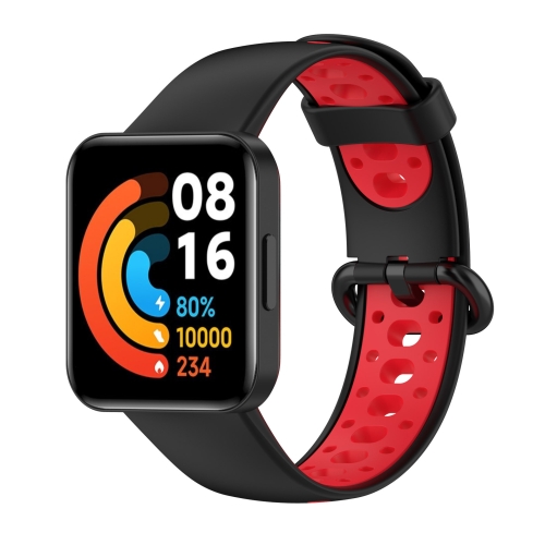 

For Xiaomi Redmi Watch 2 Lite Two-Color Mixed Silicone Watch Band(Black+Red)