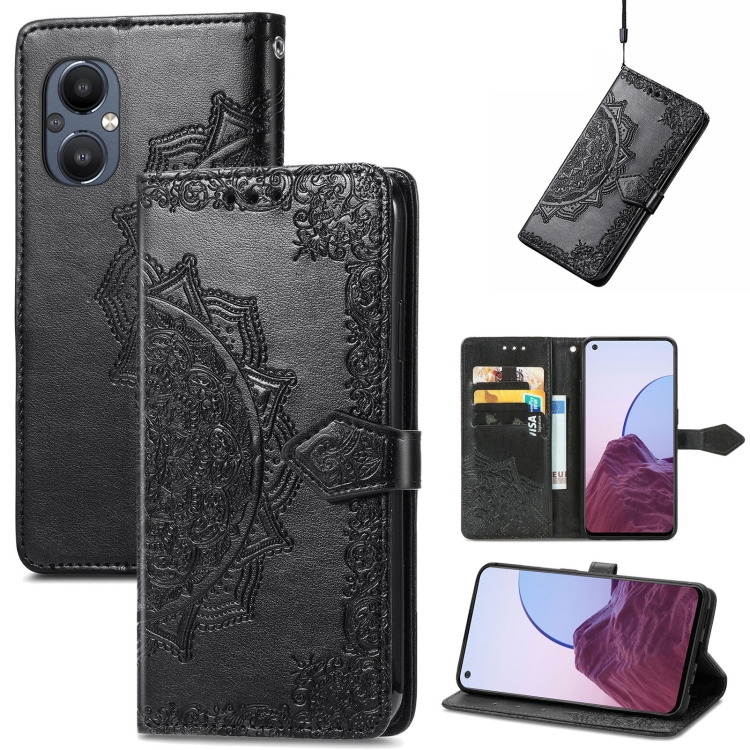

For OnePlus Nord N20 5G Mandala Flower Embossed Leather Case(Black)