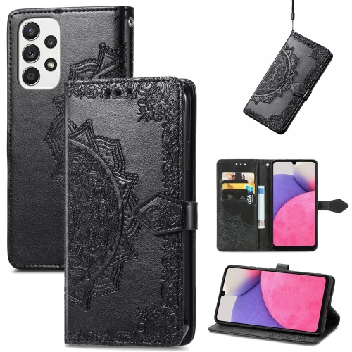 

For Samsung Galaxy A33 5G Mandala Flower Embossed Leather Case(Black)