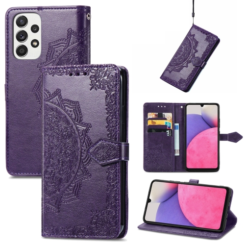 

For Samsung Galaxy A33 5G Mandala Flower Embossed Leather Case(Purple)