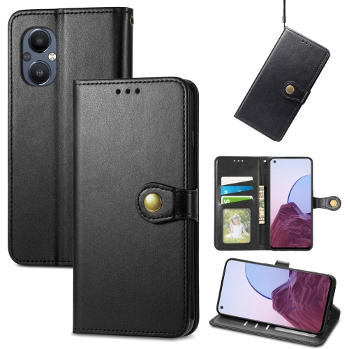 

For OnePlus Nord N20 5G Solid Color Leather Buckle Phone Case(Black)