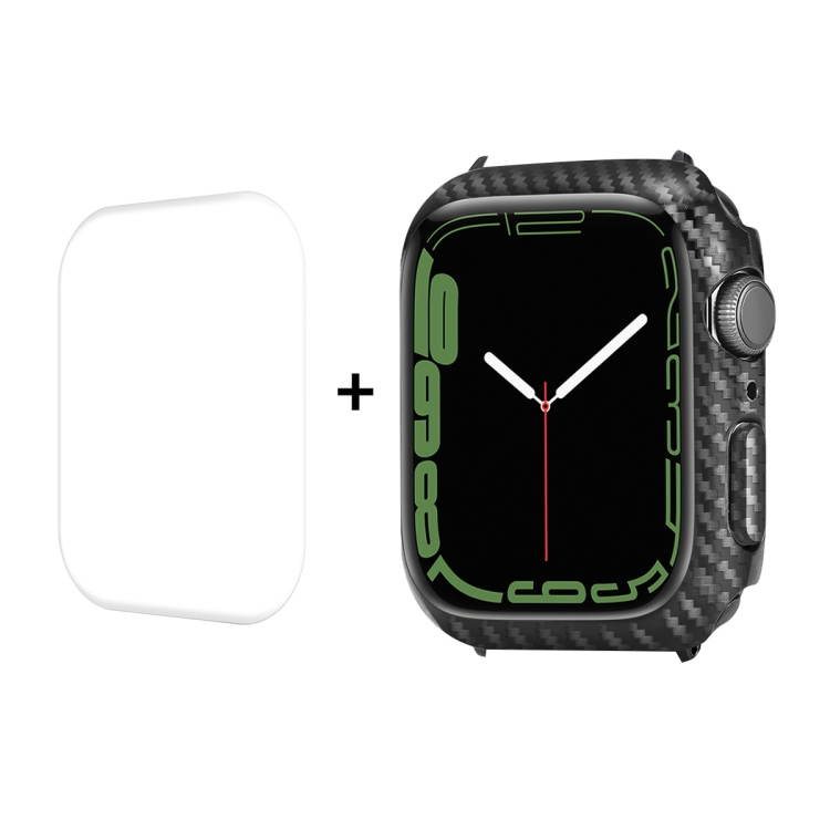 

For Apple Watch Series 7 41mm ENKAY Carbon Fiber PC Case + Full Coverage PET Screen Protector