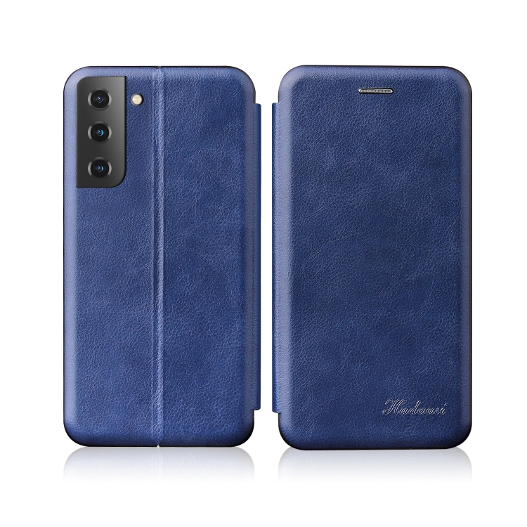 

For Samsung Galaxy S22 Ultra 5G Retro Texture Magnetic Leather Case(Blue)