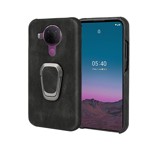 

For Nokia 5.4 Ring Holder PU Phone Case(Black)