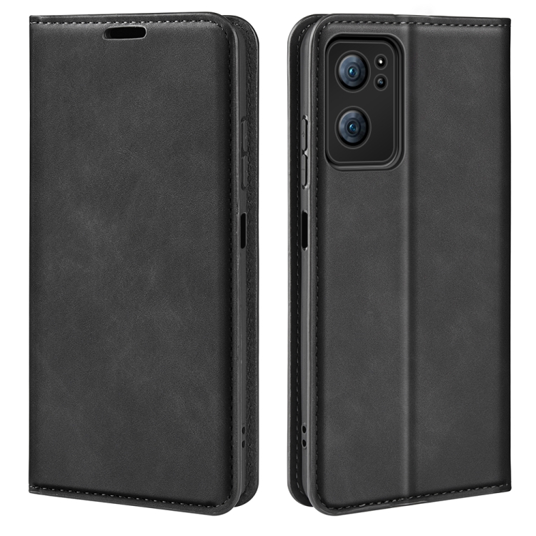 

For OPPO Reno 7 5G Retro-skin Magnetic Suction Leather Phone Case(Black)