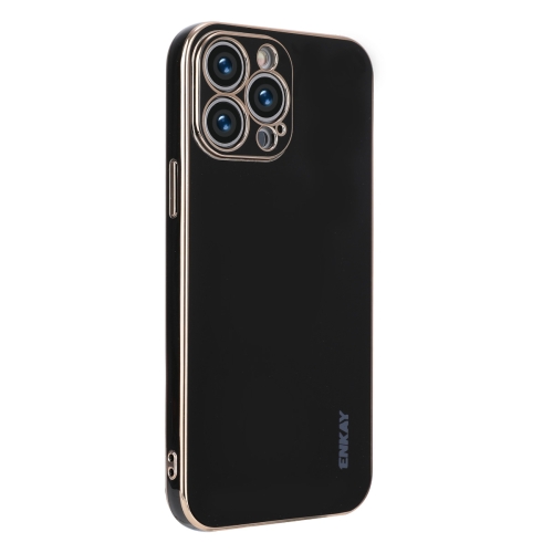

ENKAY Plated Gold Edge TPU Case for iPhone 13 Pro(Black)