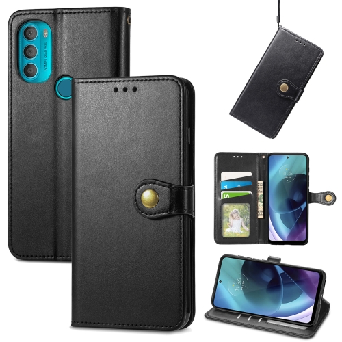 

For Motorola Moto G71 Solid Color Leather Buckle Phone Case(Black)