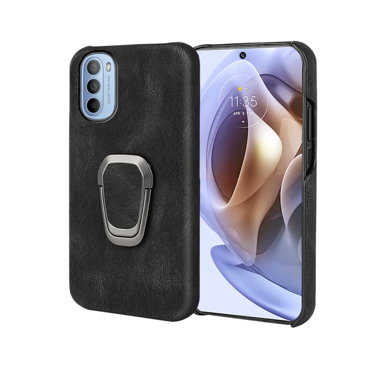 

For Motorola Moto G31 / G41 Ring Holder PU Phone Case(Black)
