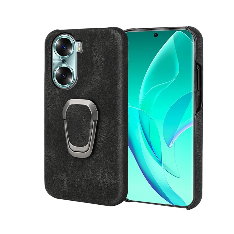 

For Honor 60 Ring Holder PU Phone Case(Black)