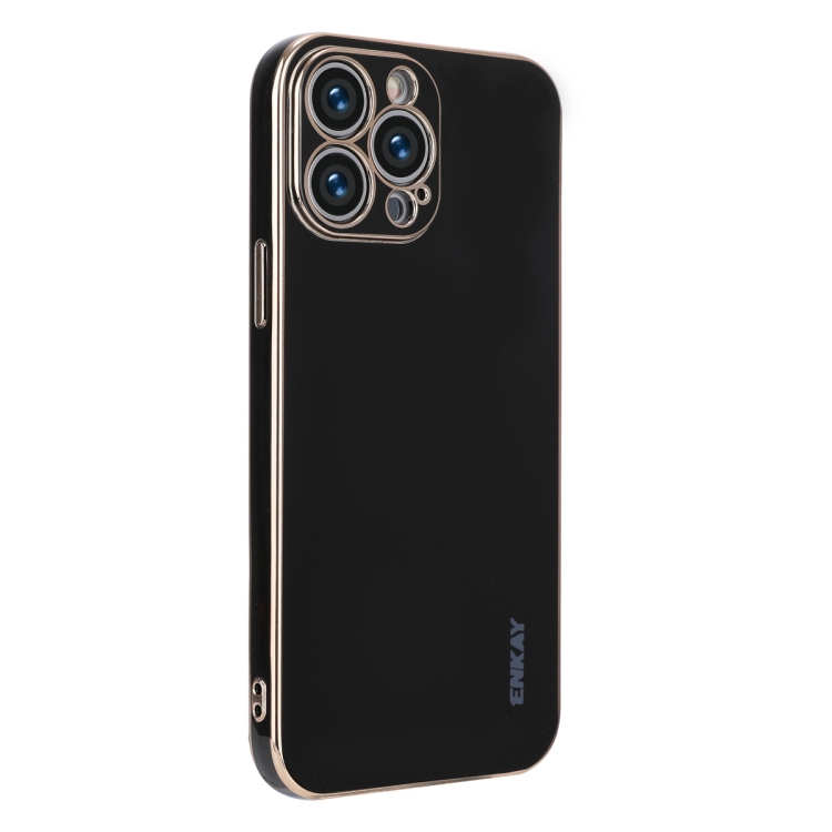 

ENKAY Plated Gold Edge TPU Case for iPhone 12 Pro(Black)