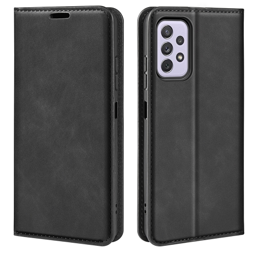 

For Samsung Galaxy A73 5G Retro-skin Magnetic Suction Leather Case(Black)