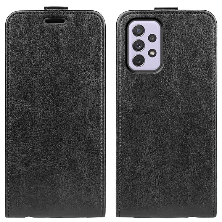 

For Samsung Galaxy A73 5G R64 Texture Vertical Flip Leather Case(Black)
