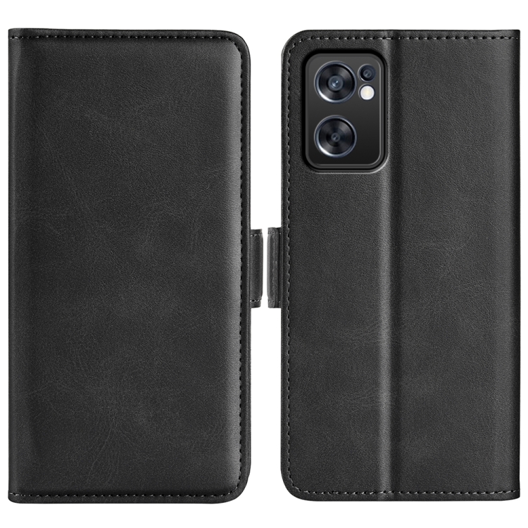 

For OPPO Reno7 SE 5G Dual-side Magnetic Buckle Leather Case(Black)