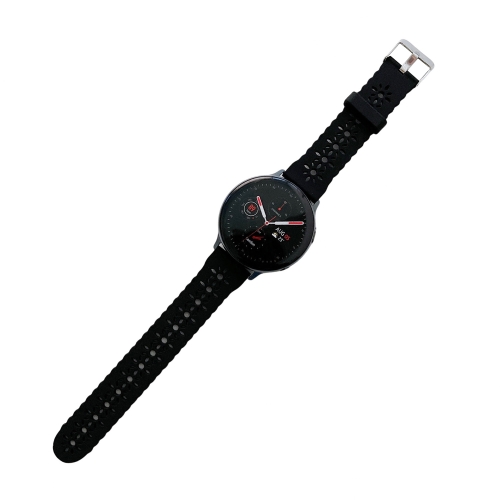 

For Samsung Galaxy Watch4 44mm Silicone Hollowed-Out Printed Strap(Black)