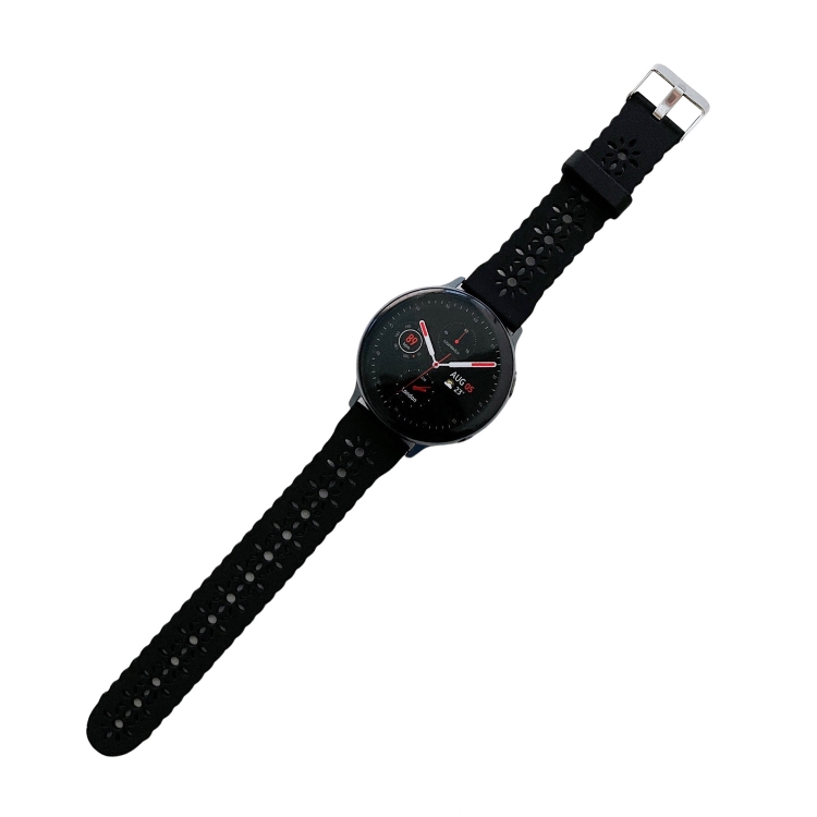

For Samsung Galaxy Watch Active2 44mm Silicone Hollowed-Out Printed Strap(Black)