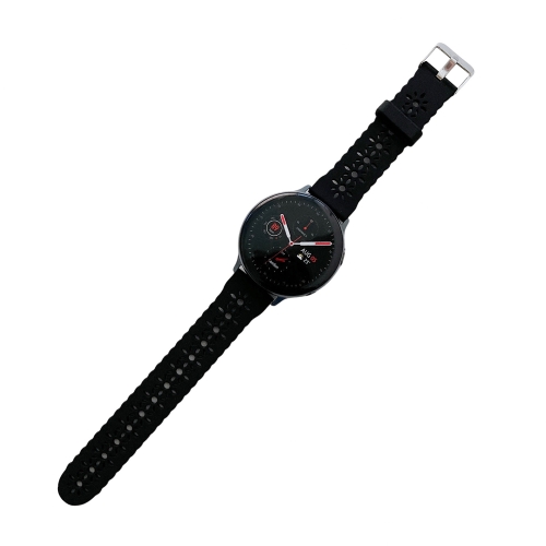 

For Samsung Galaxy Watch 3 41mm Silicone Hollowed-Out Printed Strap(Black)