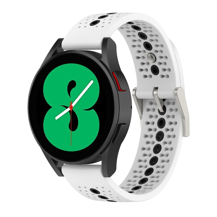 

For Samsung Galaxy Watch4 44mm Two-Color Silicone Breathable Strap(White+Black)