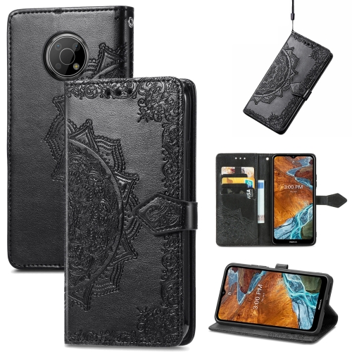 

For Nokia G300 Mandala Flower Embossed Flip Leather Phone Case(Black)