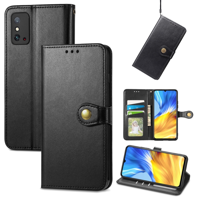 

For Honor X10 Max 5G Solid Color Leather Buckle Phone Case(Black)