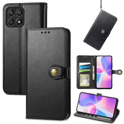 

For Honor X30i Solid Color Leather Buckle Phone Case(Black)