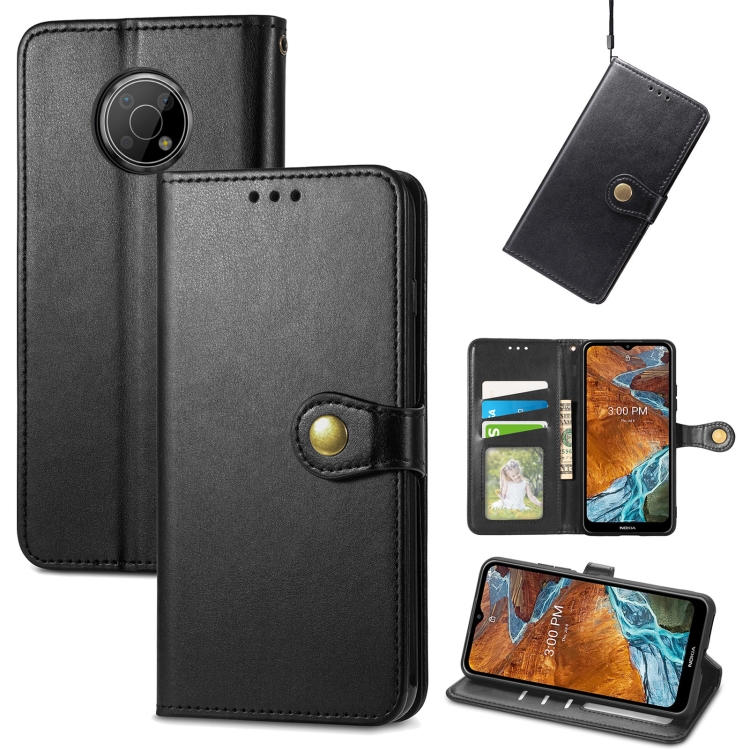 

For Nokia G300 Solid Color Leather Buckle Phone Case(Black)