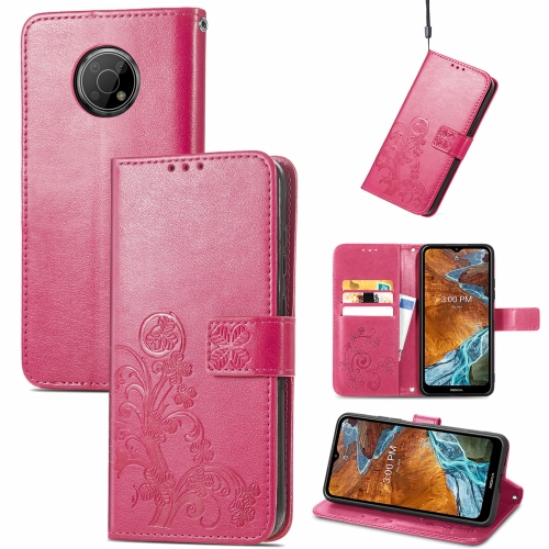 

For Nokia G300 Four-leaf Clasp Embossed Buckle Leather Phone Case(Magenta)