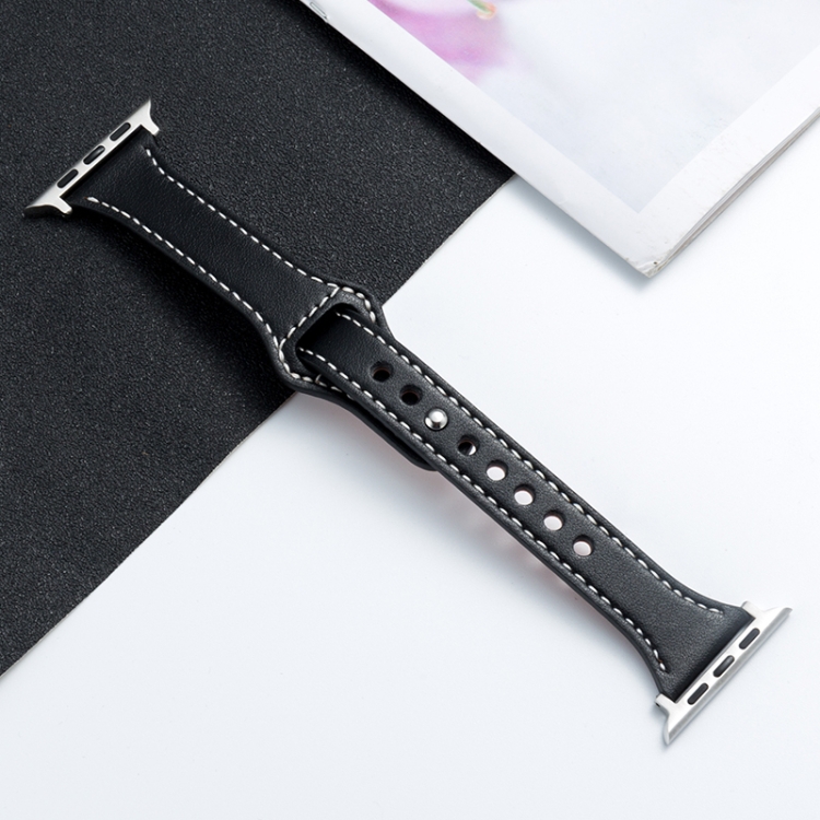 

Microfiber Leather Watch Strap For Apple Watch Series 7 45mm / 6&SE&5&4 44mm / 3&2&1 42mm(Black)