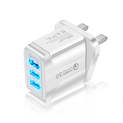 

F002 5.1A QC3. 0 USB + 2 x USB 2. 0 Multi Port Fast Charger, UK Plug(White)