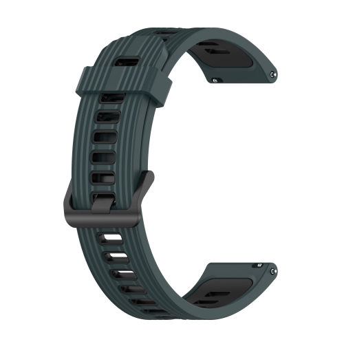 

For Garmin Move Luxe 20mm Striped Mixed-Color Silicone Strap(Olive Green+Black)