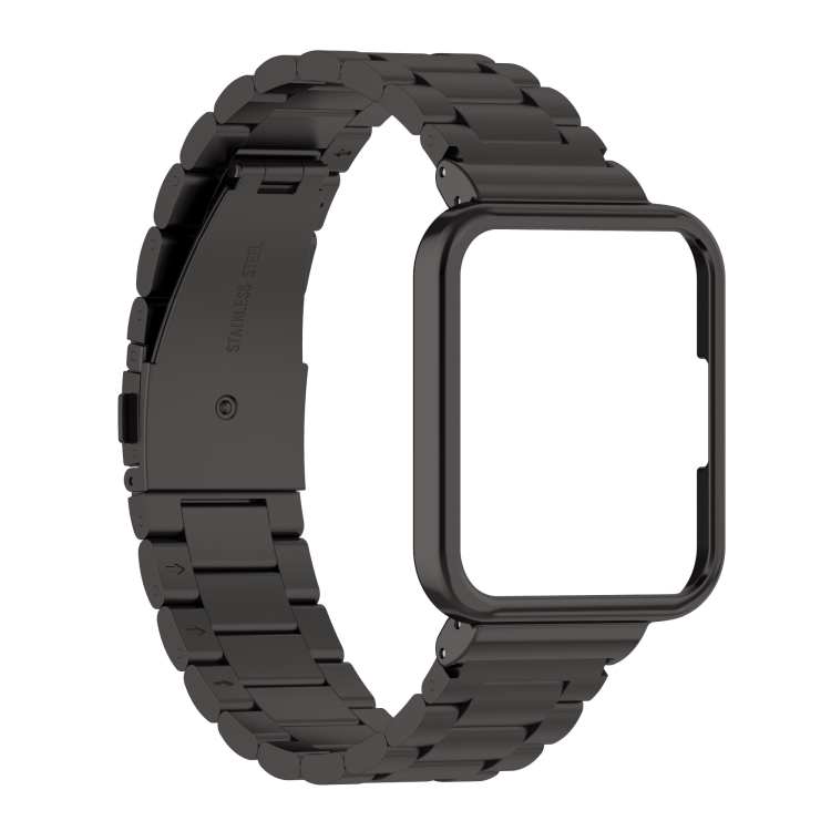 

For Xiaomi Redmi Watch 2 Lite / Redmi Watch 2 2 in 1 Three-bead Metal Strap with Watch Frame(Black)