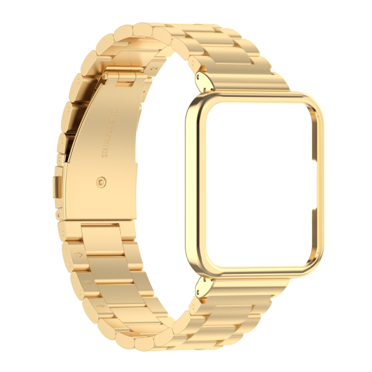 

For Xiaomi Redmi Watch 2 Lite / Redmi Watch 2 2 in 1 Three-bead Metal Strap with Watch Frame(Gold)