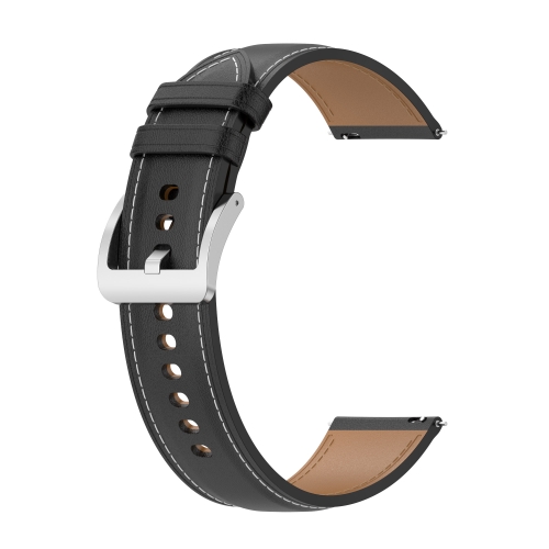 

For Samsung Galaxy Watch 3 45mm Calf Texture Sewing Thread Watchband(Black)