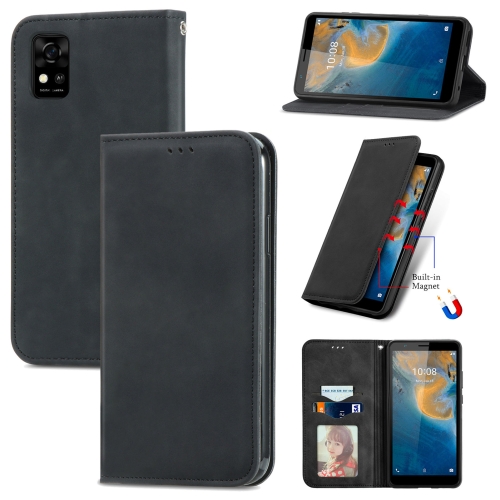 

For ZTE Blade A31 Retro Skin Feel Magnetic Horizontal Flip Leather Phone Case(Black)