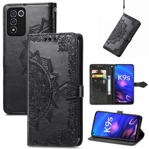 

For OPPO K9s Mandala Flower Embossed Horizontal Flip Leather Phone Case(Black)