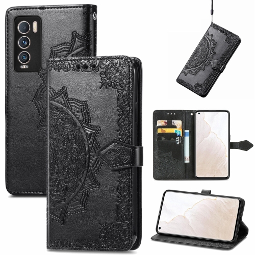 

For OPPO Realme GT Explorer Master Mandala Flower Embossed Flip Leather Phone Case(Black)