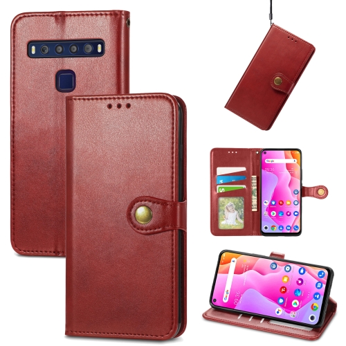 

For TCL 10L Solid Color Leather Buckle Phone Case(Red)