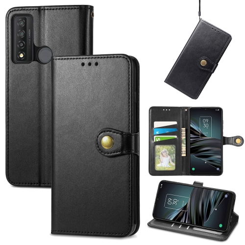 

For TCL 20 XE Solid Color Leather Buckle Phone Case(Black)