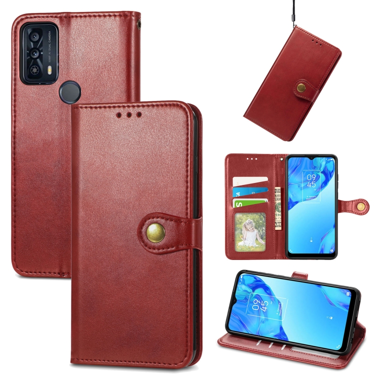 

For TCL 20B Solid Color Leather Buckle Phone Case(Red)