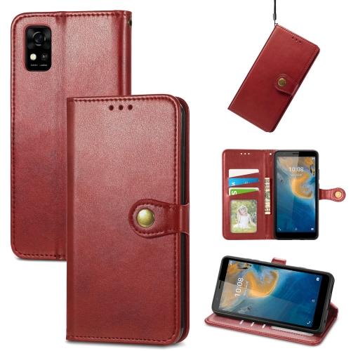 

For ZTE Blade A31 Solid Color Leather Buckle Phone Case(Red)