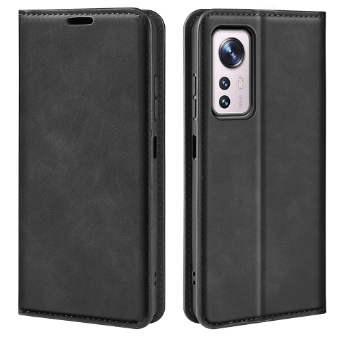 

For Xiaomi 12 Pro Retro-skin Magnetic Suction Leather Phone Case(Black)