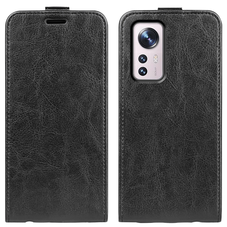 

For Xiaomi 12 Pro R64 Texture Vertical Flip Leather Phone Case(Black)