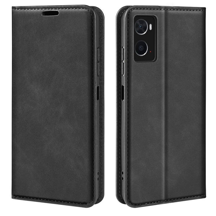 

For OPPO A36 Retro-skin Magnetic Suction Leather Phone Case(Black)