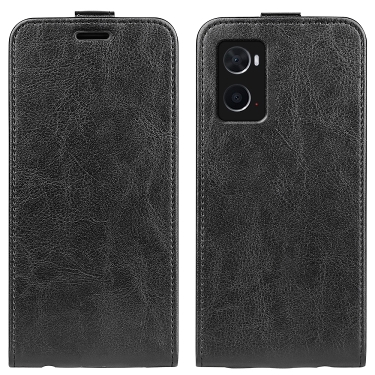 

For OPPO A36 R64 Texture Vertical Flip Leather Phone Case(Black)