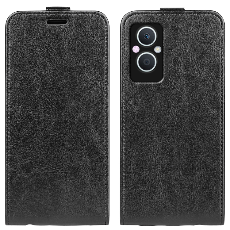 

For OPPO A96 5G R64 Texture Vertical Flip Leather Phone Case(Black)