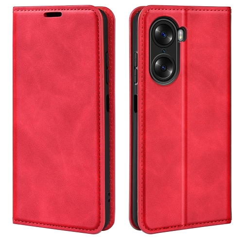 

For Honor 60 Retro-skin Magnetic Suction Leather Phone Case(Red)