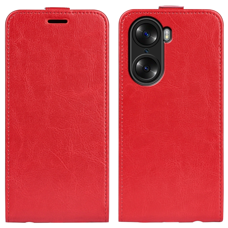 

For Honor 60 R64 Texture Single Vertical Flip Leather Phone Case(Red)